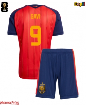 Spania Paez Gavi #9 Echipament de Fotbal Replică Mondial 2026 Copii Acasa (+ Șorturi)